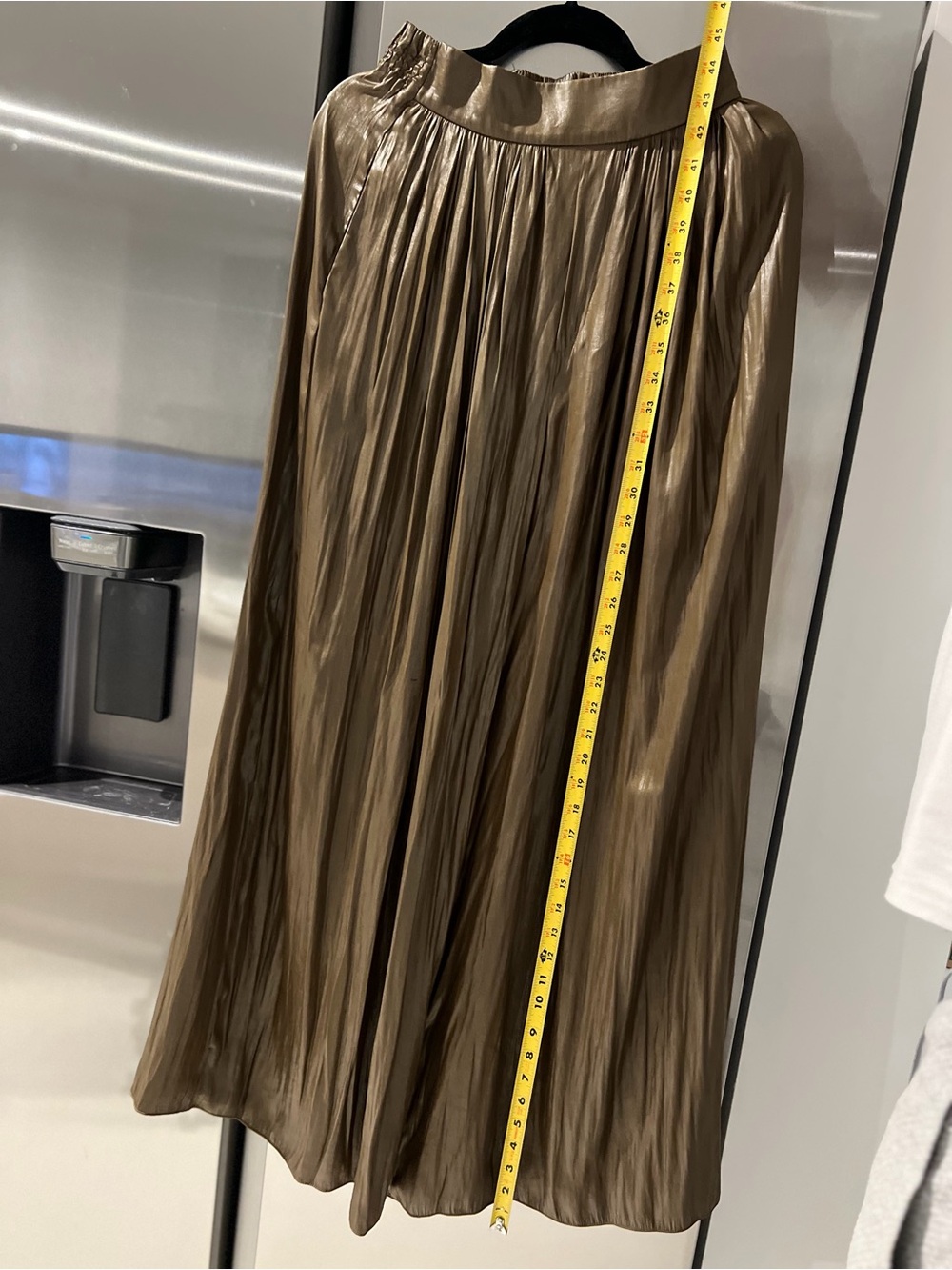 Zara Metallic Pleated Maxi Skirt - Bronze Brown